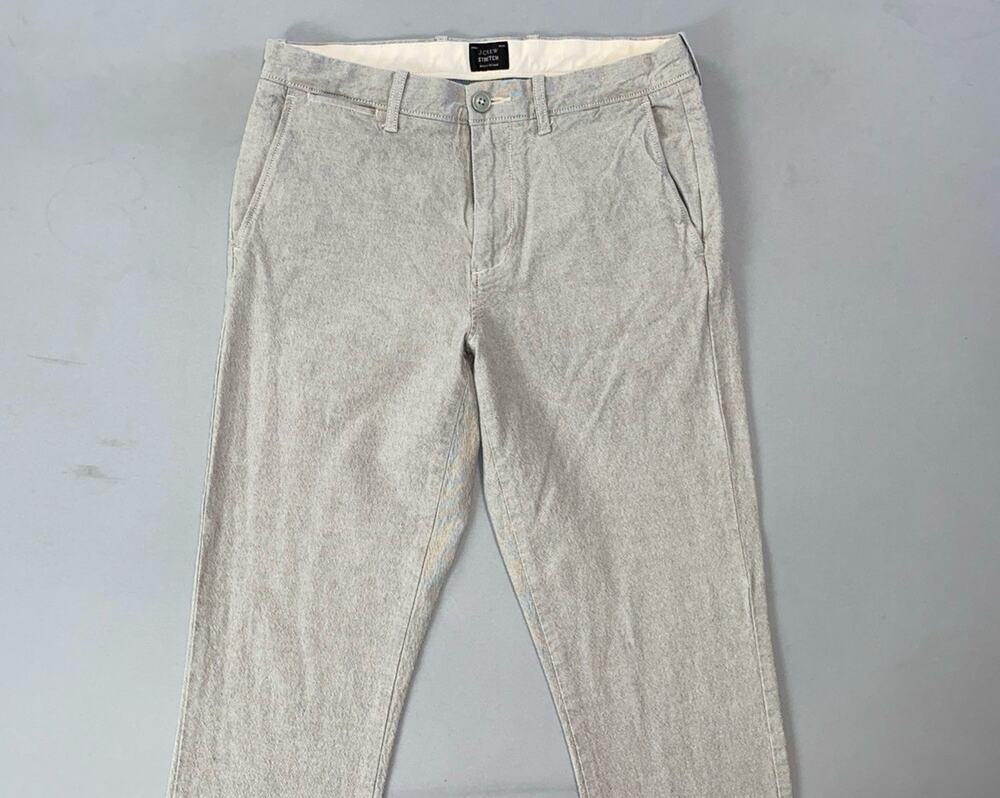 J Crew 770 Straight Stretch Cotton Chambray Chino Pants. Gray, Men's 29X27.5 GUC